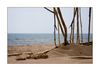 Holzgebilde am Strand von Narbonne- Plage