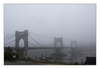 Die Hängebrücke über die Loire bei Langeais im Nebel, Centre, Indre-et-Loire