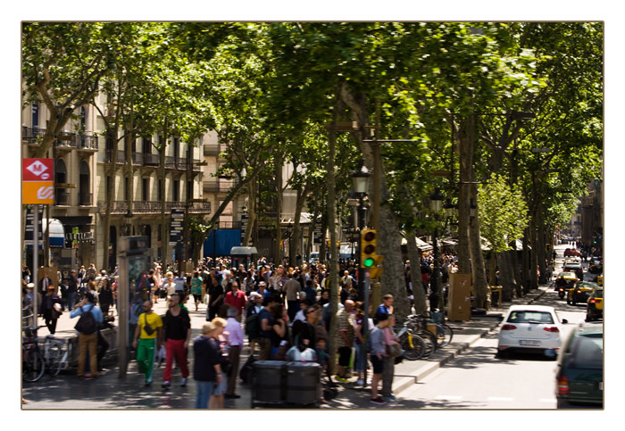 la Rambla voller Menschen, Barcelona