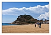 Blick auf die Festung und den Strand in Tossa de Mar