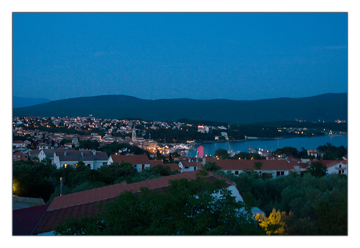 abendlicher Blick auf die Stadt Krk, Insel Krk, Kroatien