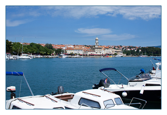 Blick auf die Stadt Krk mit der Kathedrale, Insel Krk, Kroatien