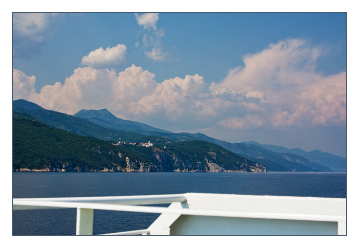 auf dem Seeweg von der Insel Cres nach Brestova auf dem Festland, Istrien, Kroatien