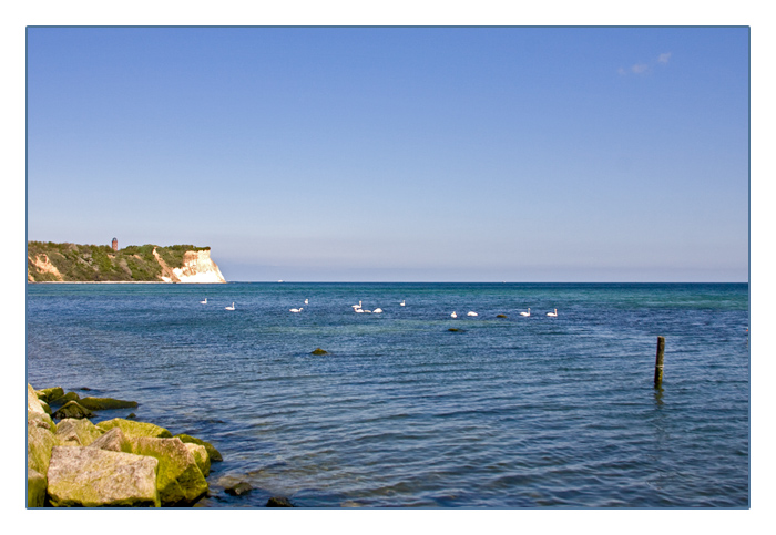 am Fischer-Hafen von Vitt, mit Blick auf das Kap Arkona, Insel Rügen