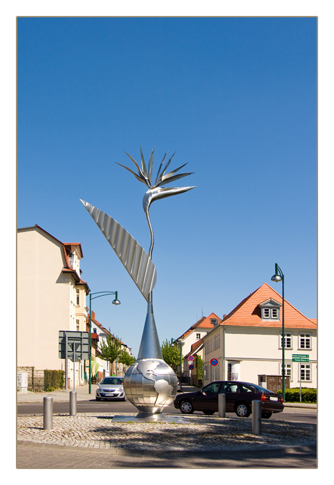 Die Neustrelitzer Strelitzie mit Blick i. die Seestraße