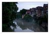 Universitätsstadt Tübingen mit Neckar, Stocherkähnen und Möriketurm im Nebel