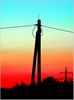 Telefonmast im Sonnenuntergang