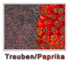Trauben und Paprika rot