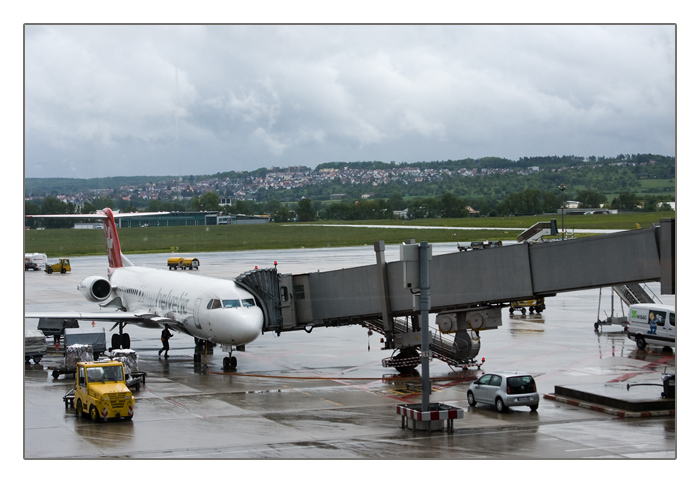 Abflug bei Regenwetter